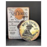 2 Neil Young Metal Signs - 8 ' Round, 12x8. ï¿½