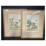 2 Framed Bird Dog Prints by Wood
