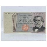 Bank Of Italy Mille Lire Banknote.