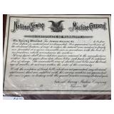 1937 National Sewing Certificate Of Warranty