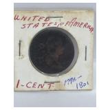 Usa Draped Bust 1 Cent Coin Minted 1976-1801