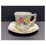 Stafford Floral Handled Square Teacup & Saucer