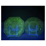 2 Uranium Depression Glass Plates