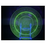 Uranium Glass Soup Bowl - Cameo Ballerina Pattern