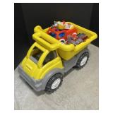 Large Plastic Dump Truck with 2 Toy Firetrucks