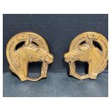 Pair of Plaster Horse Head Wall Hangings.