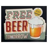 Metal Sign - Free Beer Tomorrow, 11x14 '