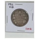 1911 Cdn Silver 50 Cent - Vg
