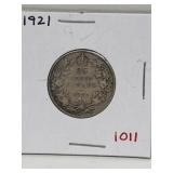 1921 Cdn Silver 25 Cent
