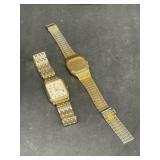 2 Men's Wristwatches with Gold Tone Bezels and