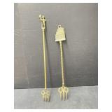 2 Brass Fireplace Toasting Forks