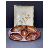 Japanese Ceramic Platter, Handcrafted Wooden