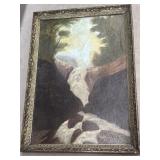 Framed Waterfall Painting - No Signature,