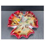 Multi-Coloured Ruffle Edge Bowl - Possibly Murano