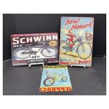 3 Modern Signs - Bicycle Themed - 2 Metal, 1 Wood