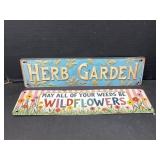 2 Modern Metal Signs - Wildflowers & Herb Garden