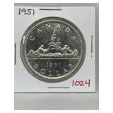 1951 Cdn Silver $1