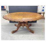 Vintage Footed Coffee Table with Carved Edge and
