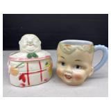 Vintage Plastic Grandma Trinket Dish and Ceramic