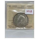 1939 Cdn Silver 50 Cents-iccs-ef40