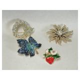 4 Costume Jewelry Brooches