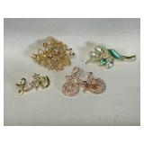4 Costume Jewelry Brooches