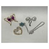 4 Costume Jewelry Brooches