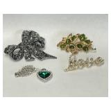 4 Costume Jewelry Brooches