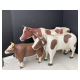 3 Primitive Carved Wooden Cows (Larger 2 Have