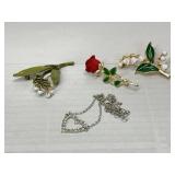 4 Costume Jewelry Brooches