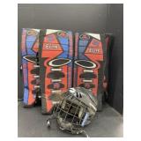 Ball Hockey Goalie Pads, Bauer Youth Helmet-med