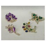 4 Costume Jewelry Brooches
