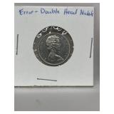 Error Double Headed Nickel Queen Elizabeth Ii.