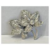 Sterling 925 Silver Jewel Art Double Leaf and Dew
