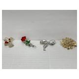 4 Costume Jewelry Brooches