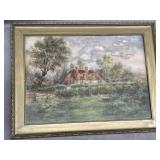 Framed Painting of Cottage, 13x17 '