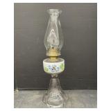 Vintage Oil Lamp with Hand Painted Detail, 19.5 '