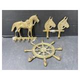 Brass Decorative Hooks - Horses & Ship's Wheel