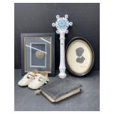 Wand, Framed Silhouette Print, Vintage Baby Shoes,