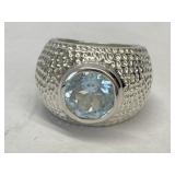 Sterling 925 Silver Blue Topaz Coloured Round Cut