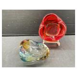 C.1960s Orange Glass Ashtray 3 ' Tall &
