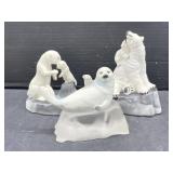 3 Franklin Mint Animals on ' Ice ' for The Humane