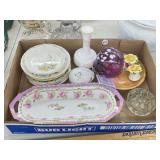 Assorted Saucers, Milk Glass Easter Egg,