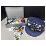 Collection of Pin-Back Buttons & Cap with