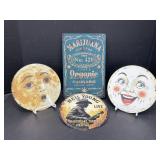 4 Modern Metal Signs - 2 Moon, Marijuana and