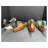 Carved Wooden Decoys - Wood Duck, Mallard,