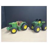 2 Toy Plastic John Deere Tractors