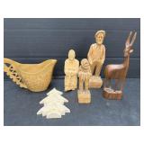 Carved Wooden Figures, Antelope, Pitcher