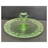 Uranium Glass Plate with Centre Handle
