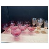 Coloured Glass Goblets & Dessert Bowls